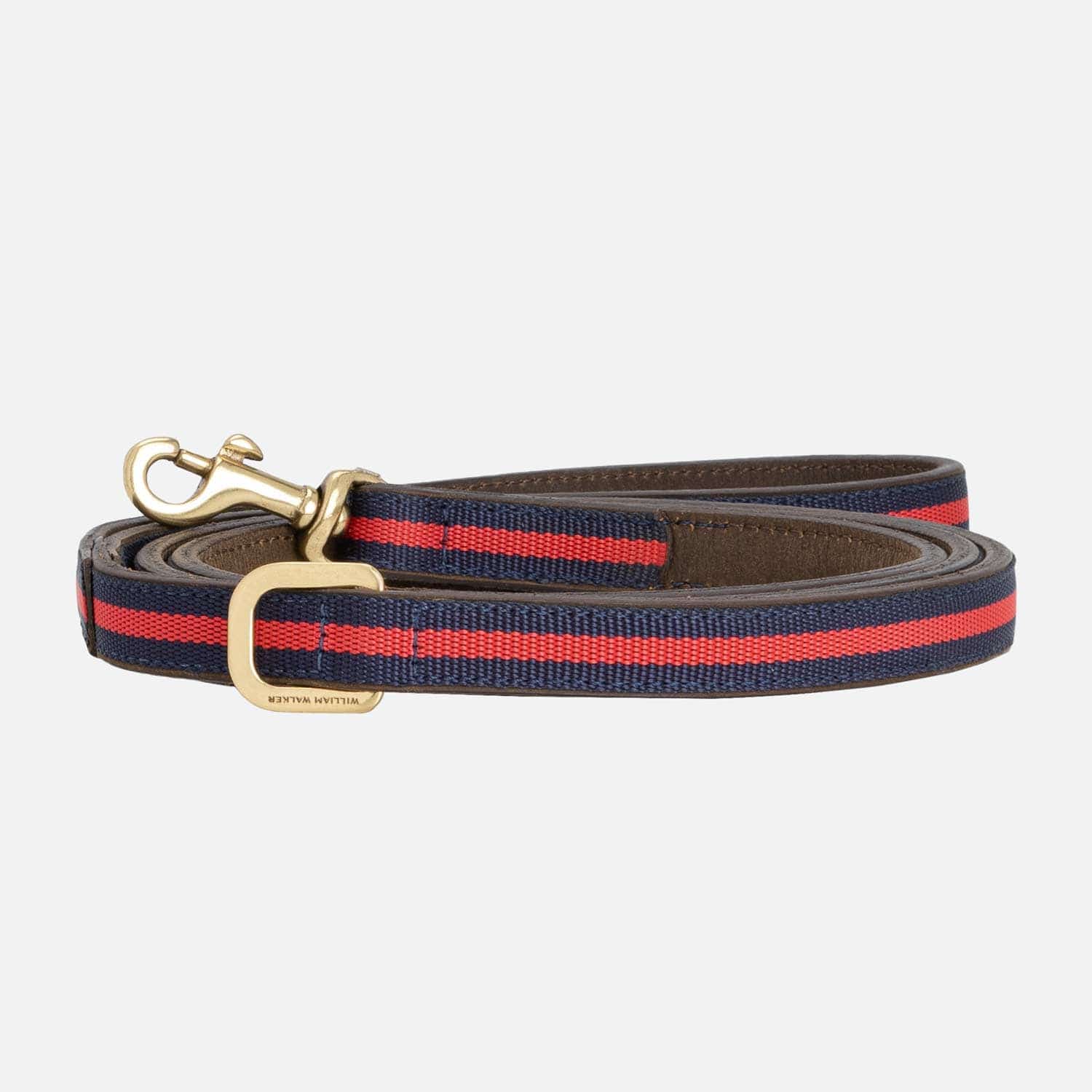 Hochwertige Leder Hundeleine Charles (braun-rot-blau) von William Walker
