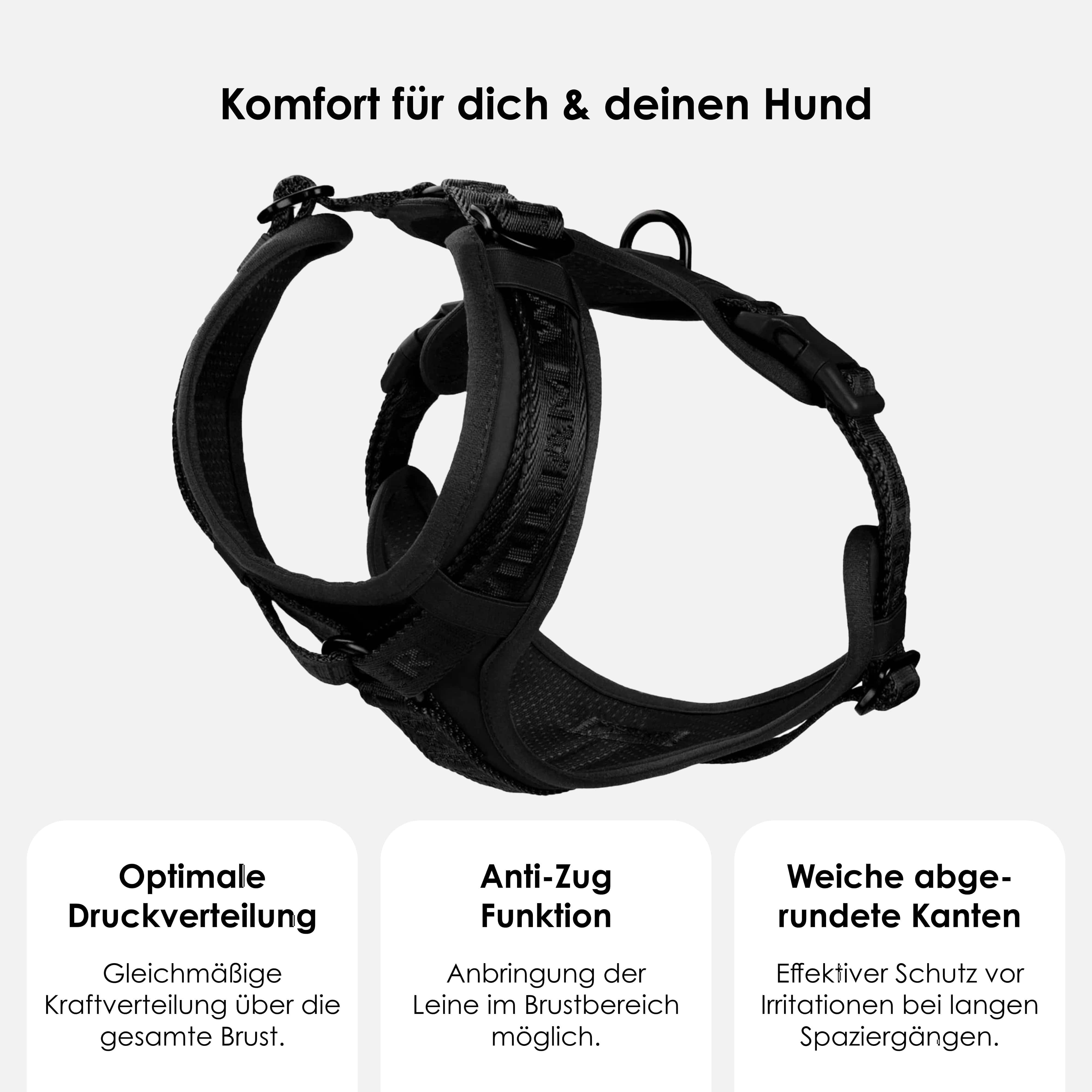 William Walker Hochwertiges Y-Hundegeschirr Nero (schwarz)