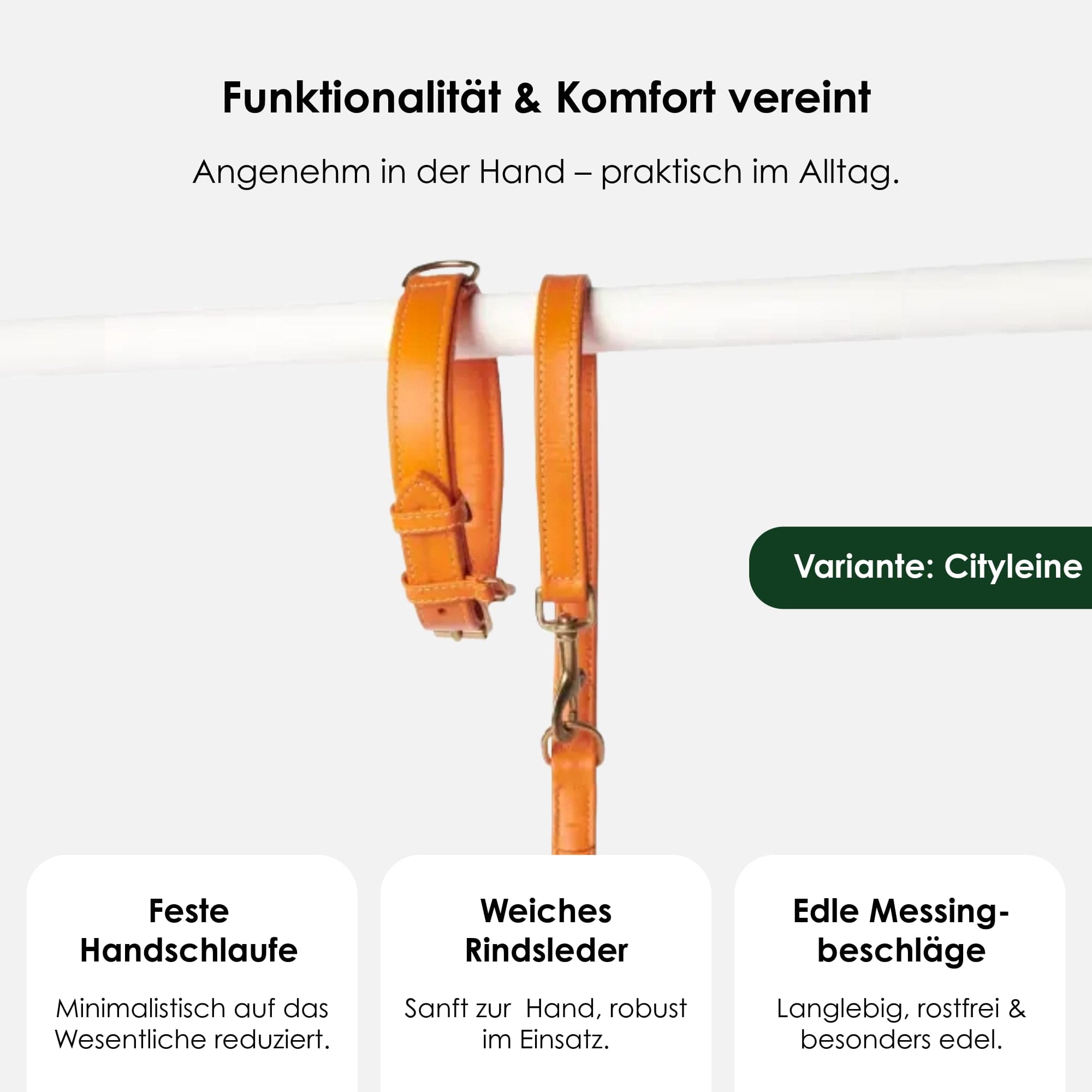 William Walker Hochwertige Leder Hundeleine Amber (Orange)