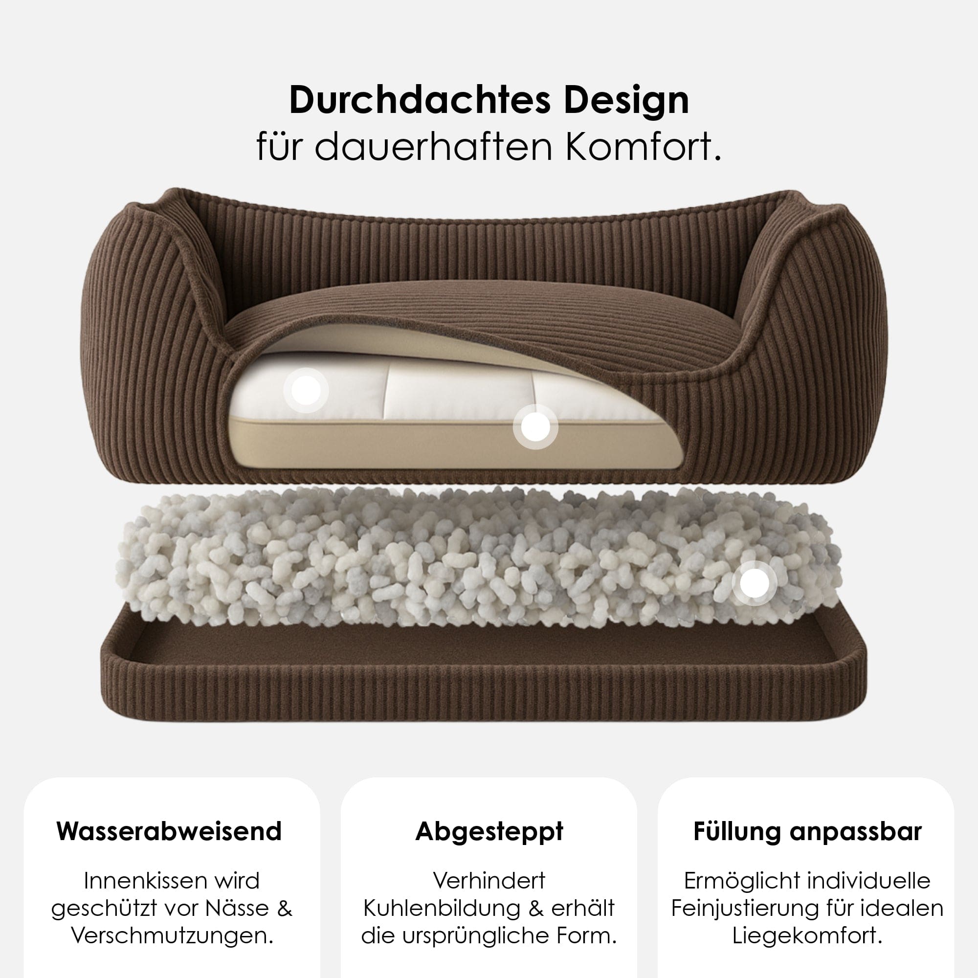 William Walker Orthopädisches Cord Hundebett Truffle (Braun)