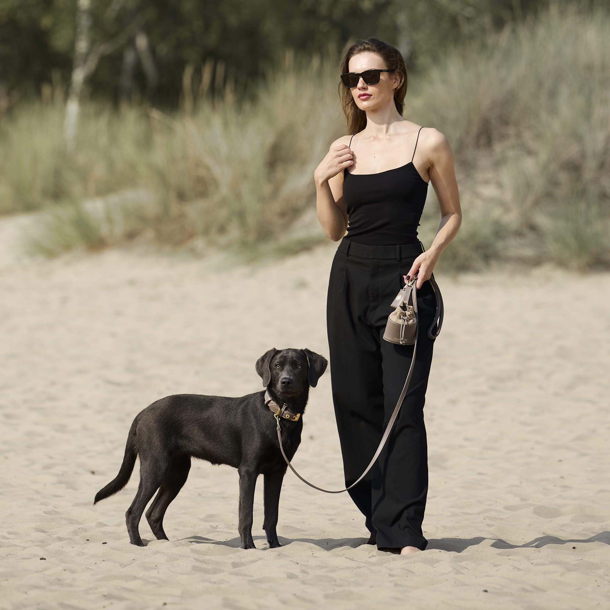 William Walker Hochwertige Glattleder Hundeleine Pebble (Taupe)