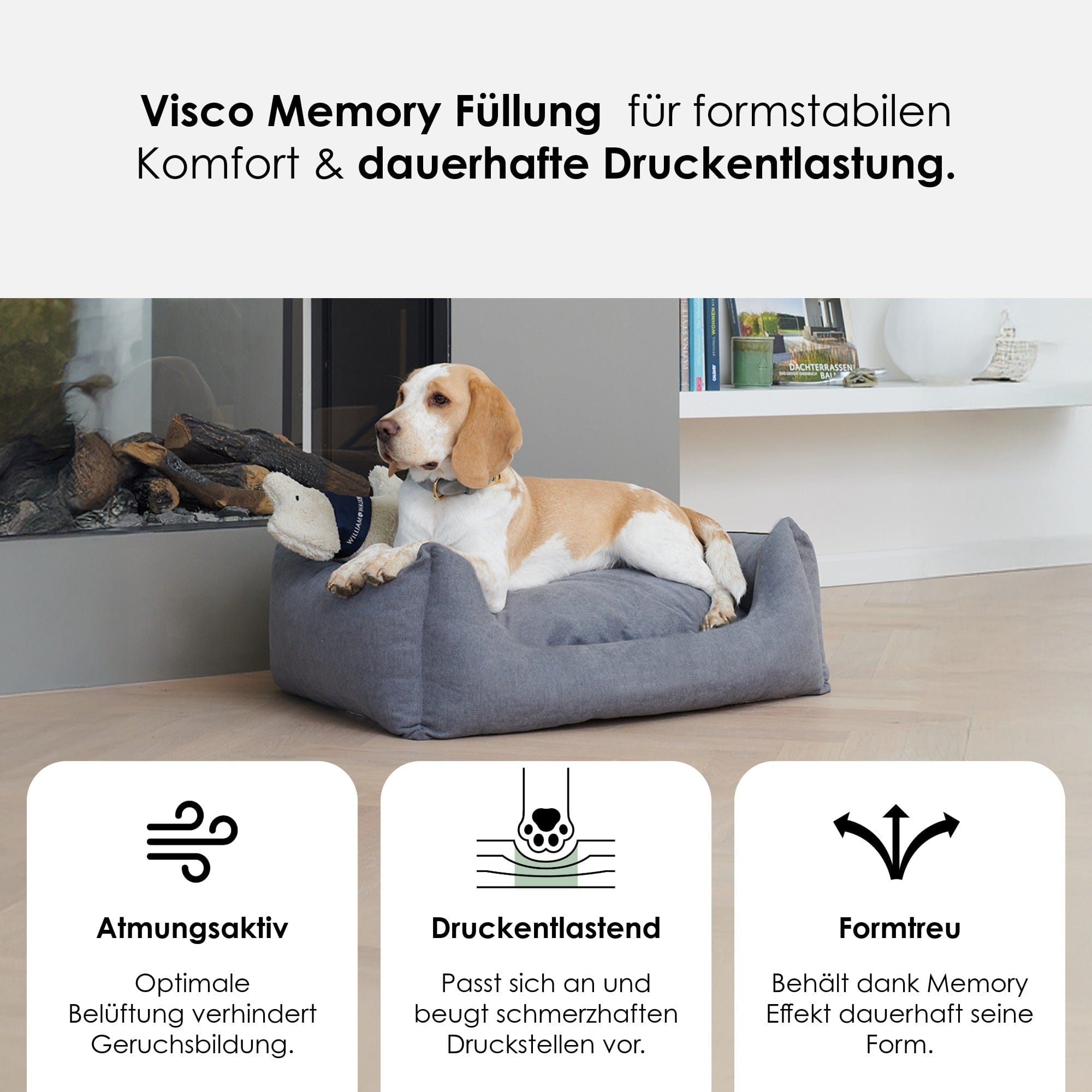 Hochwertiges orthopädisches Hundebett Plain gegen Gelenkschmerzen