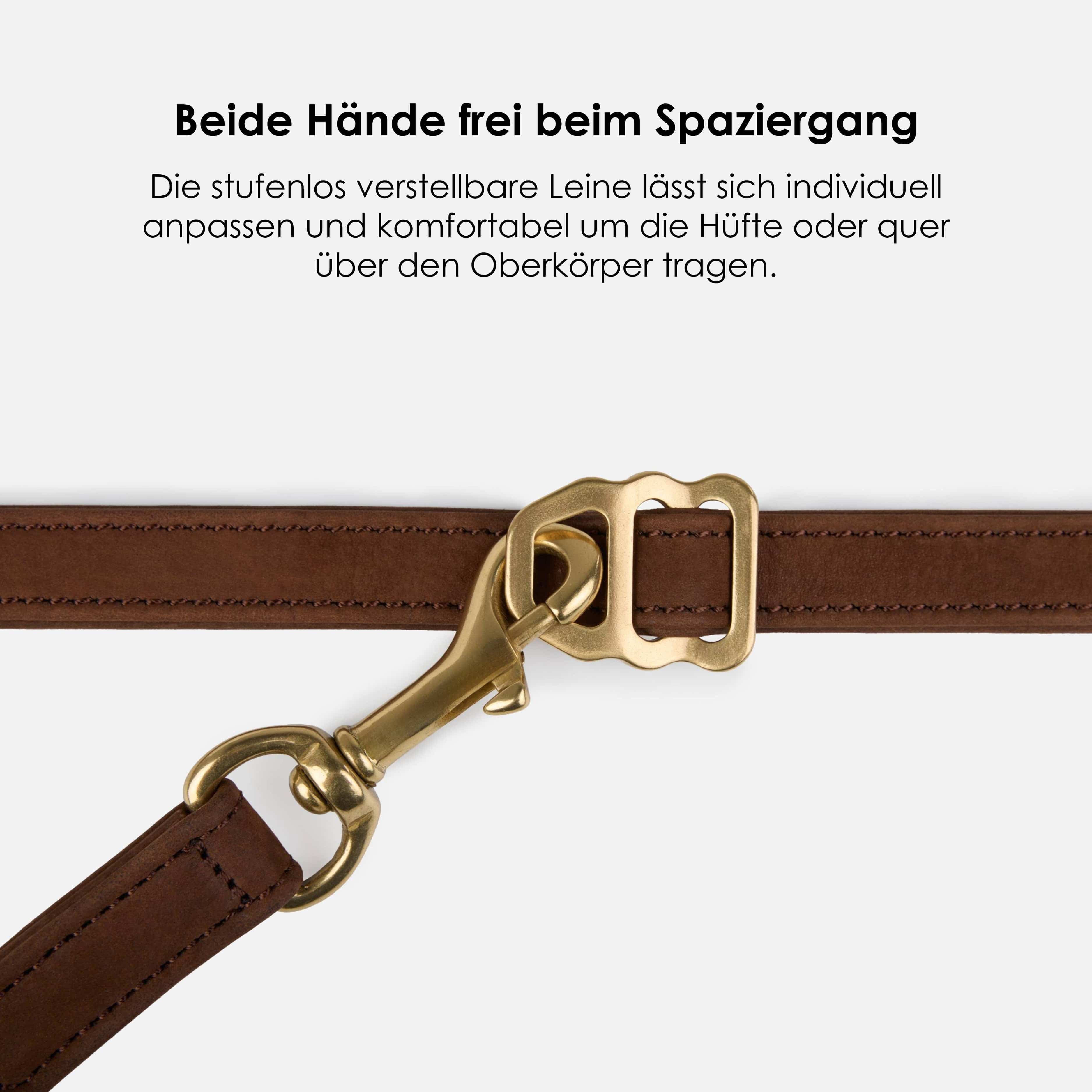 William Walker Hundeleine aus wasserfestem Nubukleder stufenlos verstellbar Handsfree