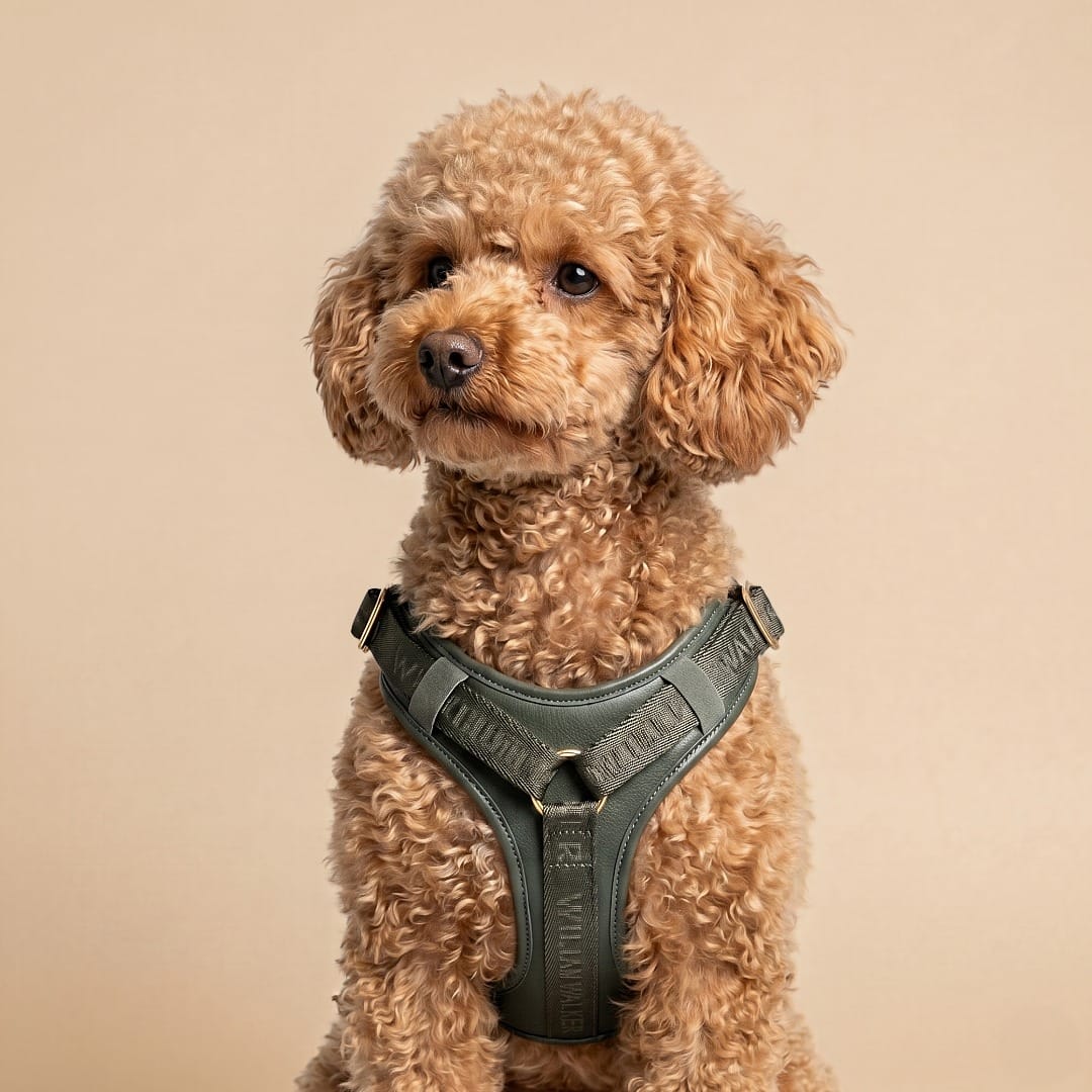 William Walker Hochwertiges Leder Y-Hundegeschirr Plain Dark Moss (Dunkelgrün) / XS