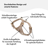 Beiges Ledergeschirr für Hunde - Hochwertiges, strapazierfähiges Hundegeschirr aus echtem Leder in stylischem Beige
