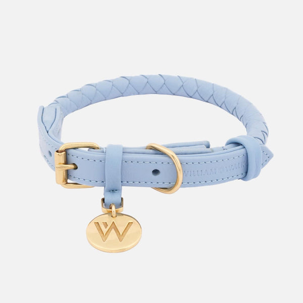 Leder Hundehalsband Twisted Sky (Hellblau)