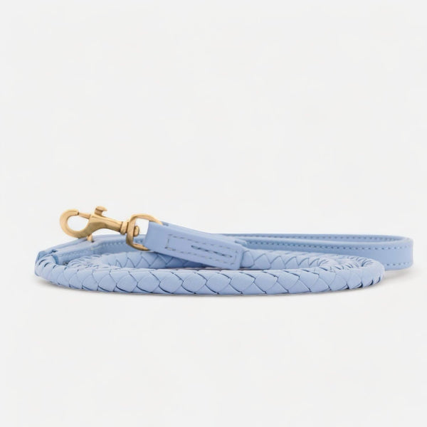 Hochwertige Leder Hundeleine Twisted Sky (Hellblau)