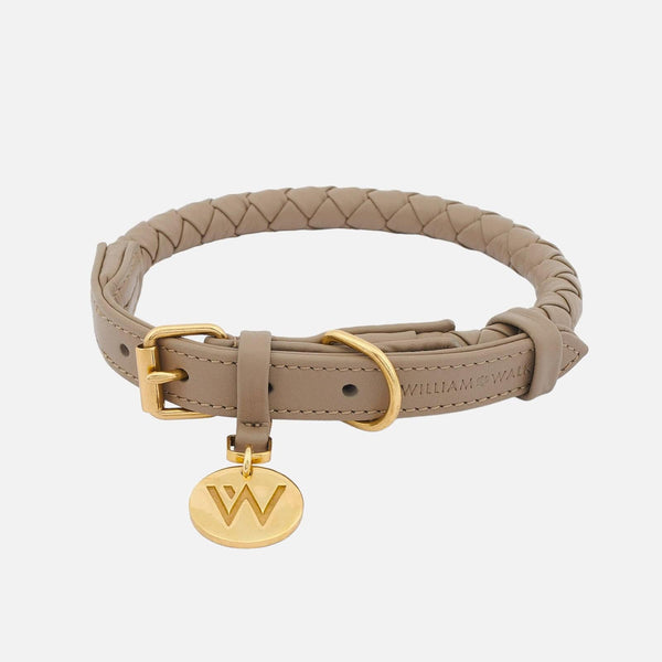 William Walker Leder Hundehalsband Twisted Sand (Beige)