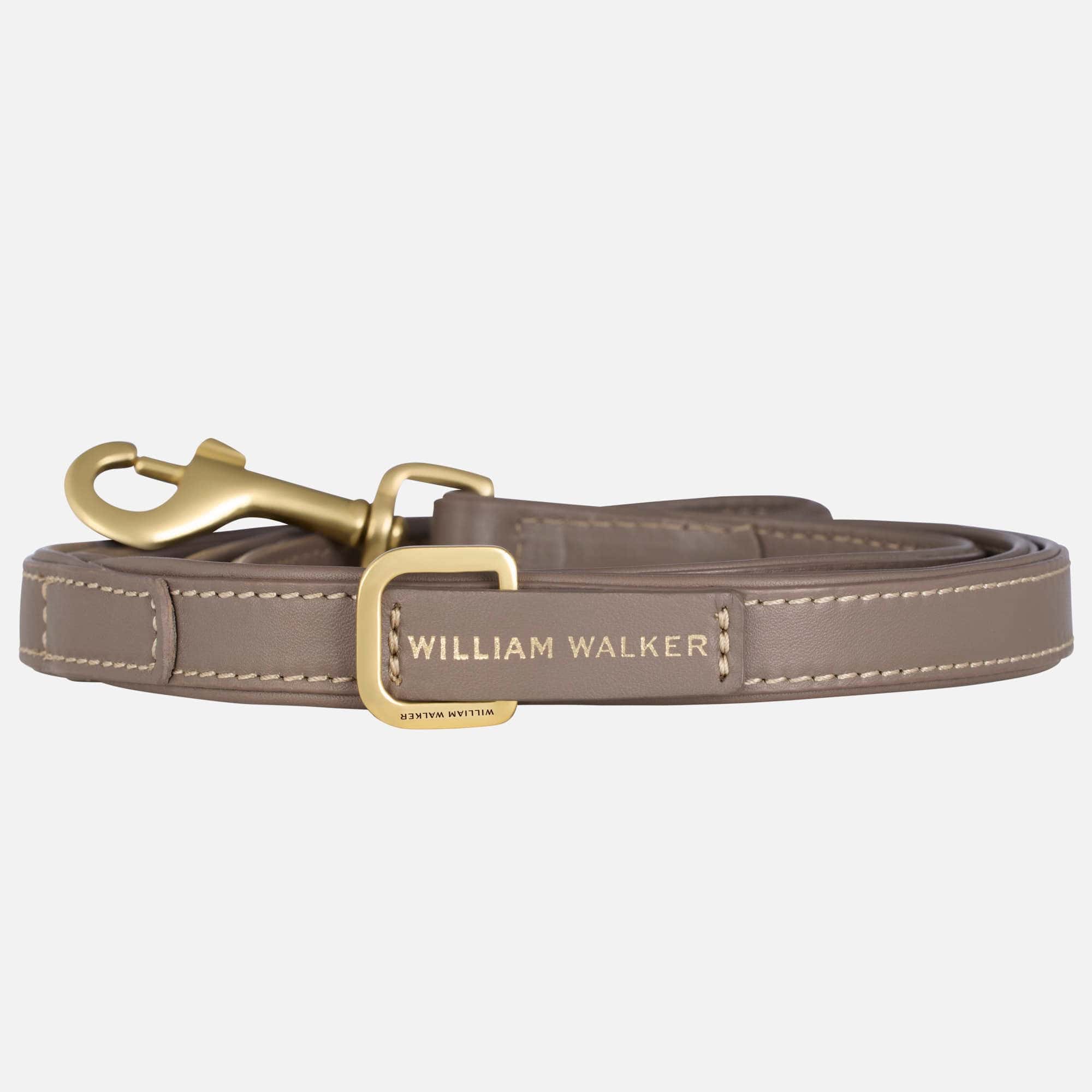 High-quality smooth leather dog lead Pebble (taupe)
