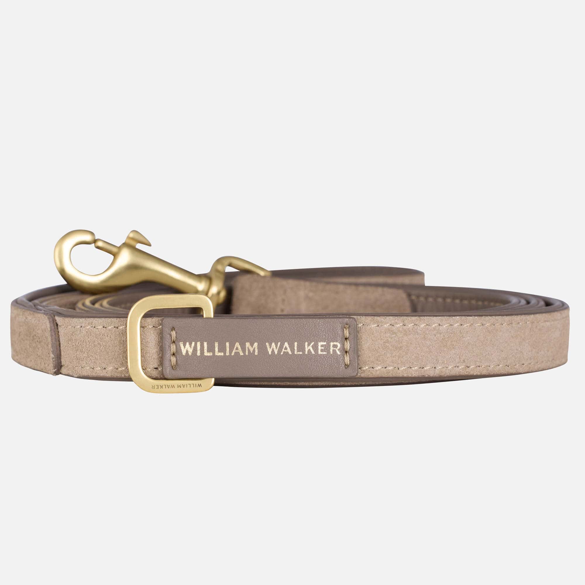 High-quality suede dog lead Pebble (taupe)