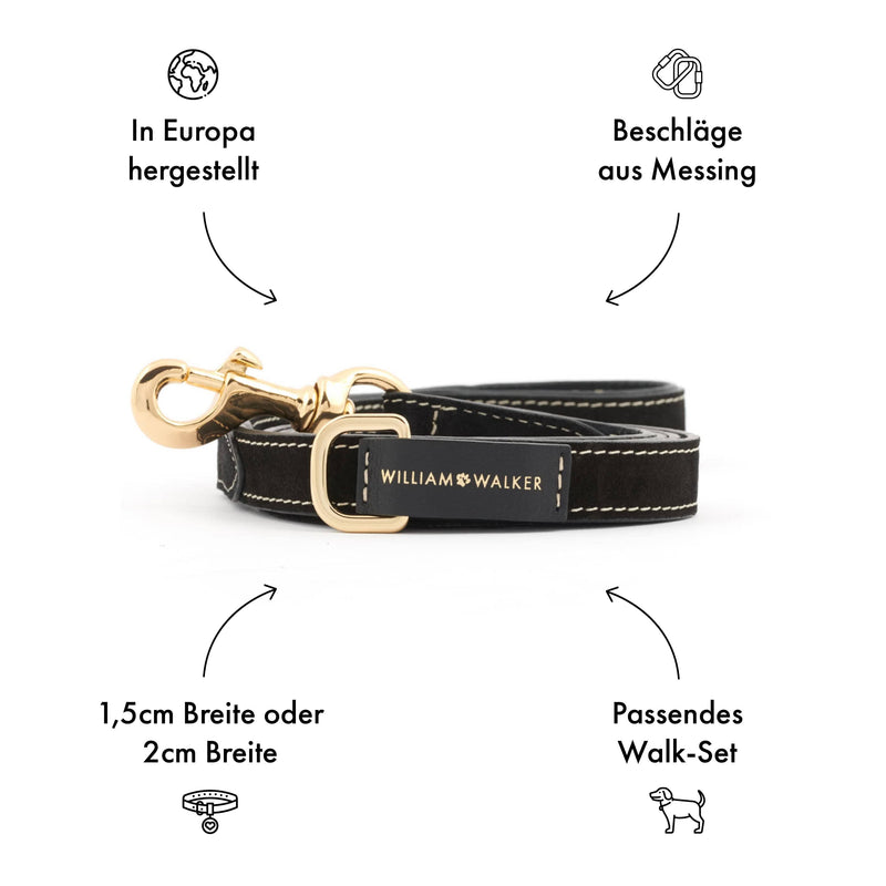 Luxus Hundehalsband aus Leder, 5 cm breit und Luxus-Leine mit Handschlaufe